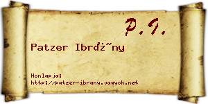 Patzer Ibrány névjegykártya